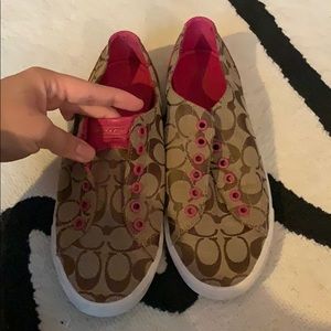 Coach sneakers Brown & Pink W10 worn once